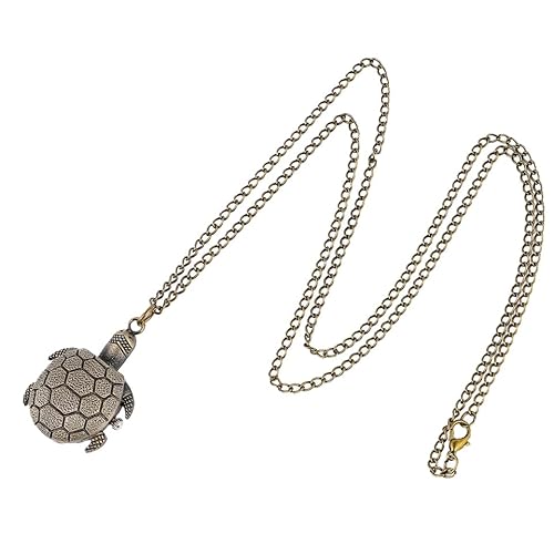 Hemobllo Taschenuhr mit Kette Antiken Quarz Klassische Vintage Taschenuhr Bronze Schildkröte Anhänger Halskette Uhr von Hemobllo