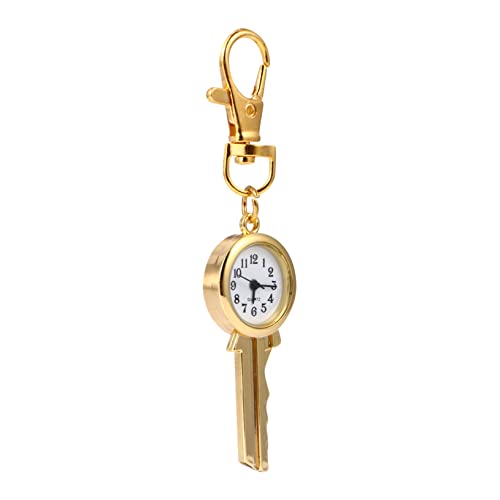 Hemobllo Taschenuhr Minimalistische Uhr Uhrenkette Für Damen Schlüsselanhänger Für Frauen Mode Uhr Tragbare Unisex-Uhr Schlüsselring Digitaluhr Quarzuhr Gold Geschenk Legierung Mann Pflege von Hemobllo