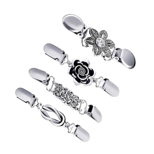 Hemobllo Teiliges Retro Cardigan Clips aus Eisenlegierung Stilvolle Silberfarben Pullover Verschlussklammern für Strickjacken Schals und Umhänge Vintage Schmucknadeln für Damen von Hemobllo