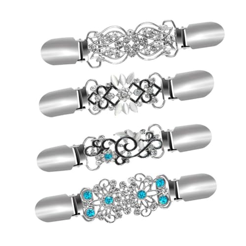 Hemobllo Teiliges Strickjacken Clips mit Funkelnden Strasssteinen Silberne Verschlüsse für Pullover Cardigans Schals und Hemden Rutschfeste Modeaccessoires für Damen bei Hochzeit Arbeit von Hemobllo