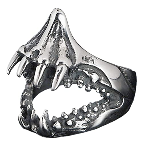 Hemobllo Titanstahl Herrenring Shark Mouth Design Langlebig Kreativ Modisch Schmuck für Alltag Party von Hemobllo
