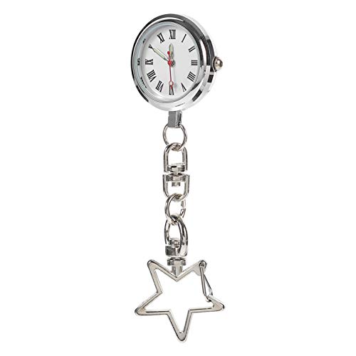 Hemobllo Frauen Taschenuhr Clip-On Hängen Uhren Legierung Anhänger Revers Uhren mit Stern Kette Brosche Quarz Taschenuhr für Krankenschwestern Ärzte von Hemobllo