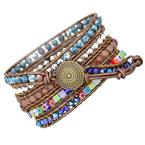 Hemobllo Uhrenarmbänder Uhrband Dekorative Perlen Armb?nder Chakra Leder Handgemachte Geflochtene Natürliche Stein Seil Watch Bands Gürtel für Frauen M?nner Filter Tasche von Hemobllo