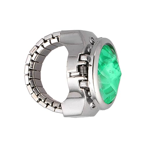 Hemobllo Ovaler Fingeruhr-Ring Für Damen Und Herren Modischer Quarz-Ring Grün Einzigartiges Design Als Sammlerstück Tragen Bequemes Tragegefühl Durch Elastisches Band Kombination von Hemobllo