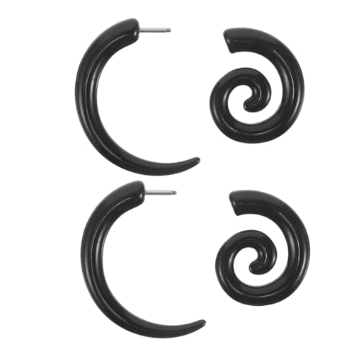 Hemobllo Unisex Punk Ohrstecker Spirale und Flügelform Asymmetrisch Leicht Ohr Expander für Partys Alltag von Hemobllo