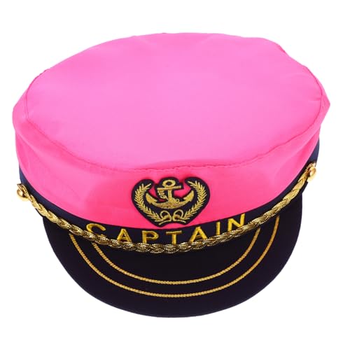 Hemobllo Verstellbare Kapitänsmütze für Erwachsene Pinke Matrosenmütze Kostüm Langlebige Verarbeitung Unisex Sailor Hat für Cosplay Yacht Party Kopfweite von Hemobllo
