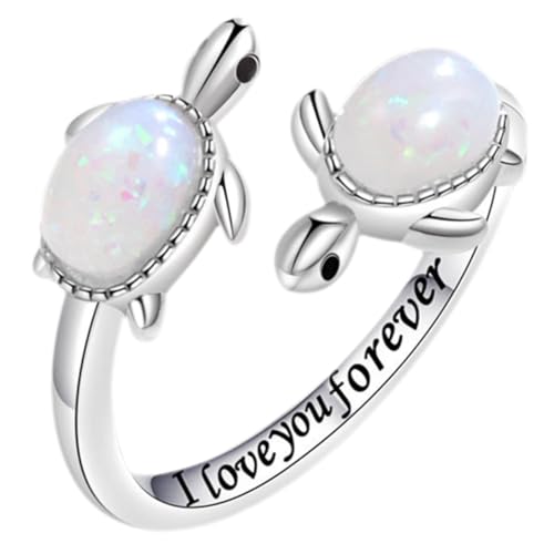Hemobllo Verstellbarer Damenring mit Schildkröten Offener Finger Schmuck aus Langlebigem Metall Modisches Zierliches Ring Accessoire für Frauen und Mädchen Vielseitig Kombinierbar von Hemobllo