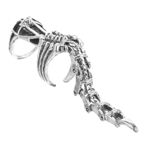 Hemobllo Verstellbarer Gothic Herren Vollfinger Ring mit Scharnier Vintage Design Punk Cosplay Schmuck für Party und Alltag von Hemobllo