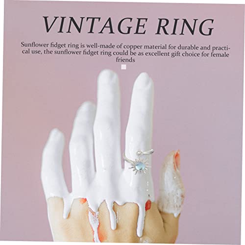 Hemobllo Verstellbarer Offener Sonnenblumen Fidget Ring für Damen Geräuschloser Stress Schmuck Modischer Einstellbarer Spinner Ring für Frauen Komfortabel und Langlebig Geeignet für Alltag von Hemobllo