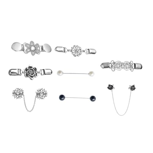 Hemobllo Vintage Cardigan Clip Teiliges Blumenbroschen mit Perlen Modischer Strickjacken Schalclip für Damen Kragenclips Vielseitig für Pullover Kleider Schals Langlebig und Komfortabel von Hemobllo