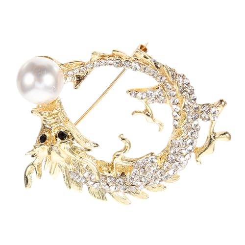 Hemobllo Vintage Chinesische Drachenbrosche Anstecknadel mit Detaillierter Verarbeitung Goldfarbene Schmucknadel für Jacke Anzug Vielseitige Dekoration für Frauen und Besondere Anlässe von Hemobllo