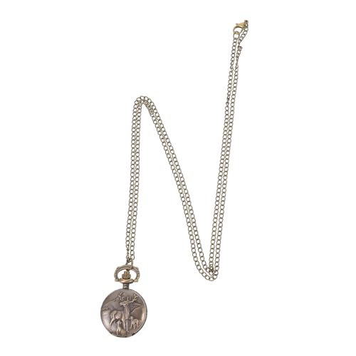 Hemobllo 1stück Vintage Taschenuhr Halskette Mit Hirschmuster Retro Metall Quarz Uhr Für Damen Und Herren Stilvolle Anhängeruhr Mit Kette Für Alltag Und Besondere Anlässe von Hemobllo