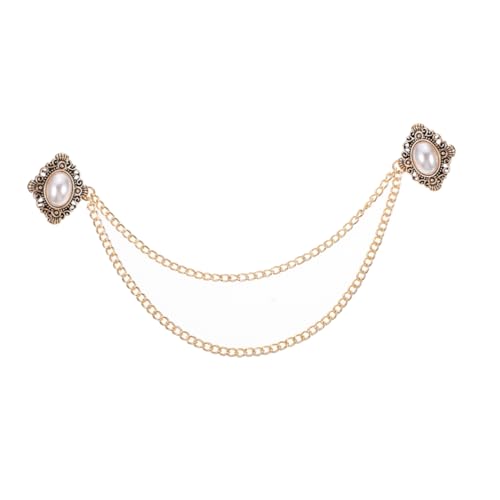 Hemobllo Vintage Herren Brosche mit Hängender Kette Stilvolle Zinklegierung Anstecknadel mit Imitationsperle Retro Kleidung Accessoire für Anzug Strickjacke und Mantel Vielseitig für von Hemobllo