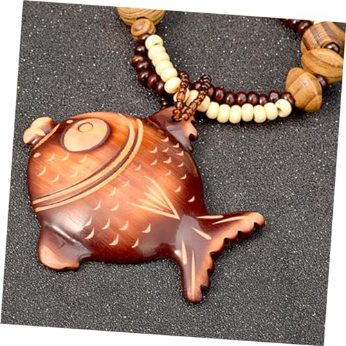 Hemobllo Vintage Holzperlen Pulloverkette Damen Boho Fisch Anhänger Halskette Ethno Schmuck Hautfreundlich Langlebig für Party und Alltag Hemobllo Vintage Holzperlen Pulloverkette Damen Boho Fisch Anhänger Halskette Ethno Schmuck Hautfreundlich Langlebig für Party und Alltag von Hemobllo