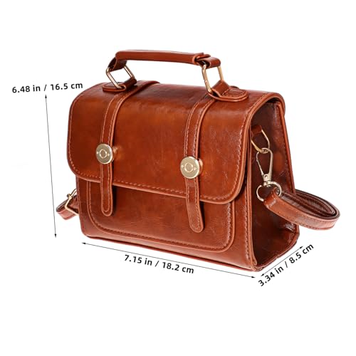 Hemobllo Vintage Kleine Handtasche Damen aus Robustem PU Multifunktionale Umhängetasche und Tote Bag mit Henkel Braune Crossbody Bag für Reisen und Alltag Schultertasche für Frauen von Hemobllo