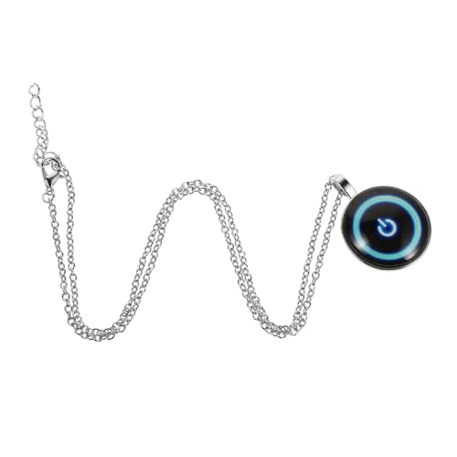 Hemobllo Vintage Power Button Halskette Damen Unisex Retro Pulloverkette Leuchtender Knopf Anhänger Glow in The Dark Schmuck Europäischer Stil von Hemobllo