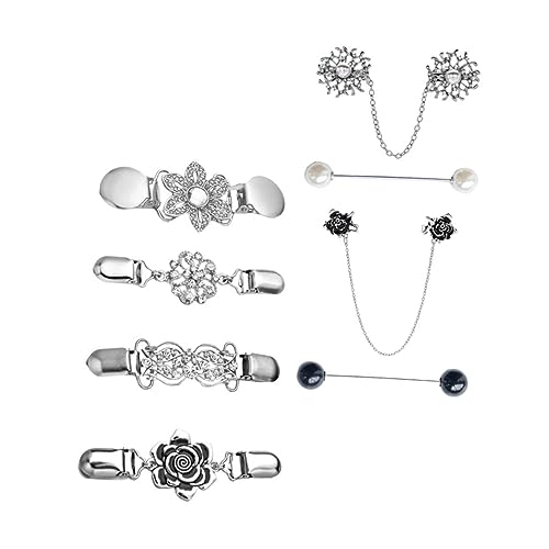 Hemobllo Vintage Stil Teiliges Cardigan Clips mit Floralen Perlen Strickjacken und Pullover Clips Vielseitige Broschen für Kleider Hemden Schals und Shirts Langlebig und Einfach zu von Hemobllo