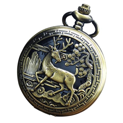 Hemobllo Vintage Taschenuhr Herren Damen Quarzuhr mit Gravur Retro Anhänger Uhr mit Schutzdeckel Dekorative Uhr im Klassischen Stil Geschenkidee für Trauzeugen und Kostüm Zubehör von Hemobllo
