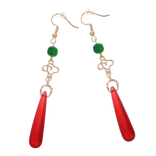 Hemobllo Vintage Tropfenohrringe Damen Chinesischer Stil Rote Steine Leicht Für Alltag Party Cosplay von Hemobllo