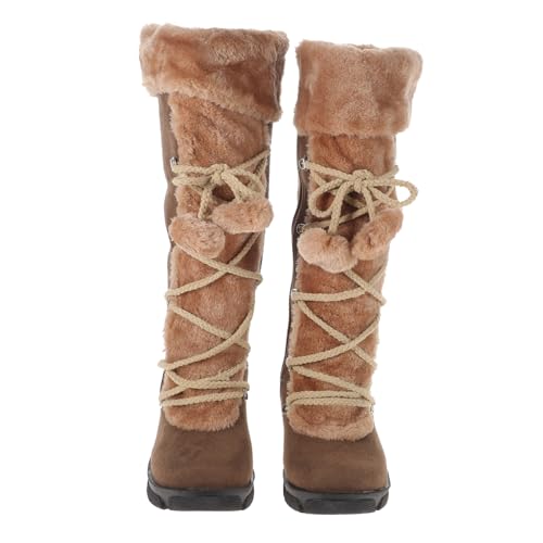 Hemobllo Warme Damen Winterboots Mid Calf Schneestiefel mit Rutschfester Sohle und Modischem Rückenschnürdesign Komfortabel Leicht für Kalte Tage von Hemobllo