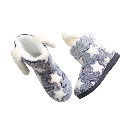 Hemobllo Wasserdichte Rutschfeste Winter Hausschuhe mit Dicker Sohle Warme Plüschfütterung Strapazierfähige Damen Schneestiefel Modisch und für Alltag und Feierlichkeiten von Hemobllo
