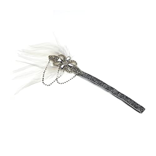 Hemobllo Wasserstrahl Strass Perlen Federhaarband Stil Haarreif Damen Cocktailparty Braut Vintage Accessoire für Festliche Anlässe von Hemobllo