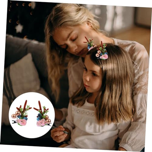 Hemobllo Weihnachtliche Haarspangen mit Blumenmotiv Weiche Rentier Geweih Haarklammern Festliche Haarschmuck Accessoires für Damen und Mädchen Bequem und Einfach zu Tragen von Hemobllo