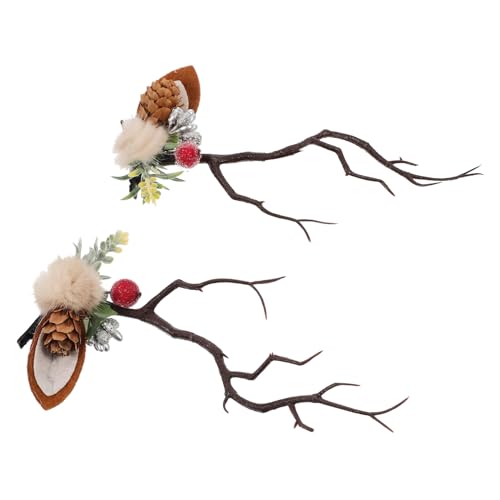 Hemobllo Weihnachtliche Hirschgeweih Haarspangen mit Blumenmotiv Elch Horn Haarklammern für Mädchen Dekorative Haarschmuck Clips für Festliche Kostümierung und Süßen Look von Hemobllo
