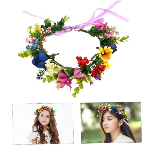 Hemobllo Weihnachtlicher Blumenkranz Haarreif aus Hochwertigem Stoff Farbenfrohe Braut Haarschmuck Bequeme Stirnband Kopfbedeckung für Festliche Anlässe und Familienfeiern von Hemobllo