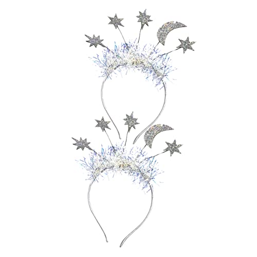 Hemobllo Weihnachtlicher Haarreif Teilig mit Stern und Mond Silbernes Haarband aus Hochwertigem Filz Glitzernde Kopfbedeckung für Damen Festliche Weihnachtsdekoration und Party Accessoire von Hemobllo