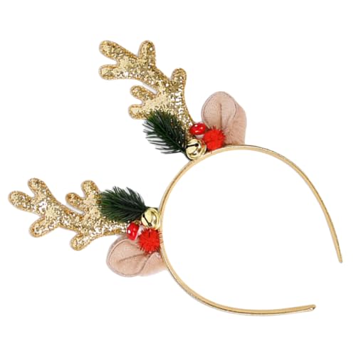 Hemobllo Weihnachtlicher Rentier Haarreif mit Goldfarbenen Glöckchen Funkelndem Pailletten Design Rutschfest und Bequem für Weihnachtsfeiern Partys und Festliche Anlässe von Hemobllo