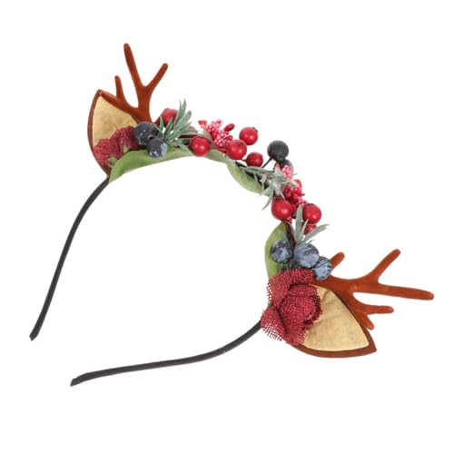 Hemobllo Weihnachts Haarreif mit Dekorativen Rentier Geweih und Beeren Süßes Stirnband für Damen und Festliches Haarschmuck Accessoire für Party und Kostüm Einzigartiges Design von Hemobllo
