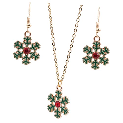 Hemobllo Weihnachts Schneeflocken Schmuck Teilig Ohrhänger und Halskette Damen Mädchen Festliche Ohrringe mit Anhänger Modischer Schmuck für Weihnachtsfeier und Winterlook von Hemobllo