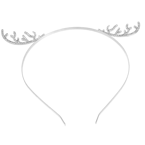 Hemobllo Weihnachts Stirnband Geweih Haarreif mit Strasssteinen Langlebiges Zinklegierung Reindeer Crown Haarband Festliches Schneeflocke Headpiece für Damen Mädchen Party von Hemobllo
