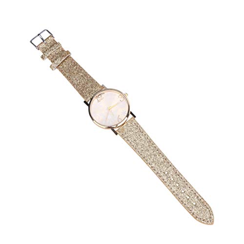 Hemobllo Weihnachtsuhr Weihnachten Schneeflocke Gesicht Armbanduhr Kinderuhr Frauen Armbanduhr Quarzuhr Edelstahluhr Weihnachtsmotiv Armbanduhr für Studenten Jungen ?dchen Golden von Hemobllo