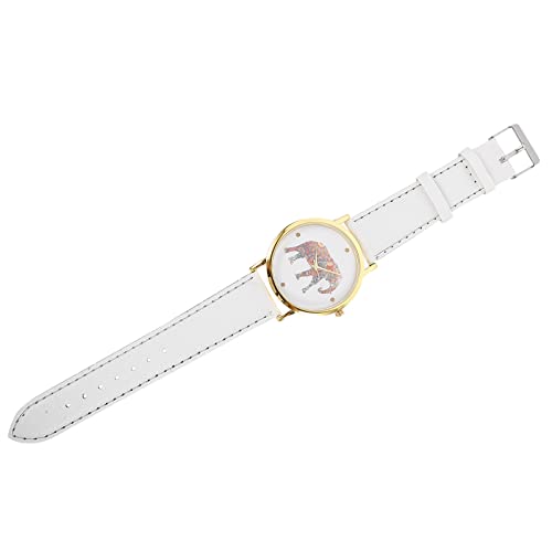 Hemobllo 1 STK Anschauen Uhr Mit Ledergürtel Modeuhr Banduhr Einfache Leseuhr Uhr Mit Lederarmband Geschäftsuhr Für Frauen Uhr Mit Bundarmband Kunstleder Weiß Tier Schwesterntisch Damen von Hemobllo