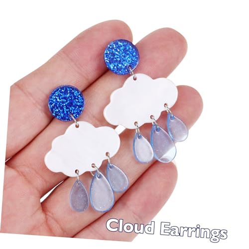 Hemobllo Wolkenohrringe Baumelnd Mit Regentropfen Acryl Damen Ohrstecker Bling Glitzer Schmuck Accessoires Für Frauen von Hemobllo