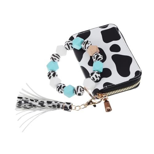 Hemobllo Wristlet Schlüsselanhänger Kartenetui mit Kuhmuster Multifunktionale Kleine Geldbörse mit Münzfach und Kartenfächern Praktischer Schlüsselhalter für Damen Alltag und Reisen von Hemobllo