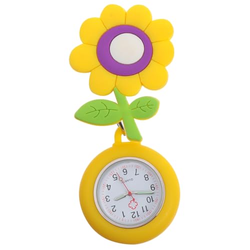 Taschenuhr Sonnenblume Arzt Taschenuhr Clip auf Quarz Leuchtuhr Tragbare Teleskop Digital Medizinische Uhr Gelb von Hemobllo