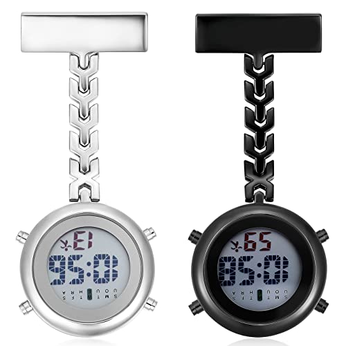 Uhr, Multifunktionale Schwestern-Anhängeruhr Glow in The Dark Ansteckbrosche Ansteckuhr mit Uhr Datum Woche für Schwestern Ärzte 2St von Hemobllo