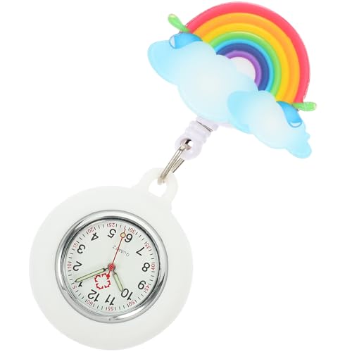 Hemobllo Krankenschwester Taschenuhr, Einziehbar Taschenuhr Schwesternuhr, Krankenschwester Taschenuhr mit Glow Pointer, Regenbogenuhr Tragbare für Damen Herren Pfleger Doktor von Hemobllo