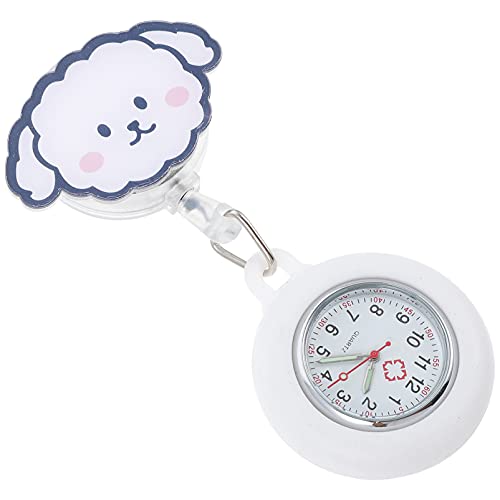 Uhren:Versenkbare Uhr Cartoon Tier Muster Teleskop Brust Taschenuhr Hängenden Elektronische Uhr für Männer Weiß von Hemobllo