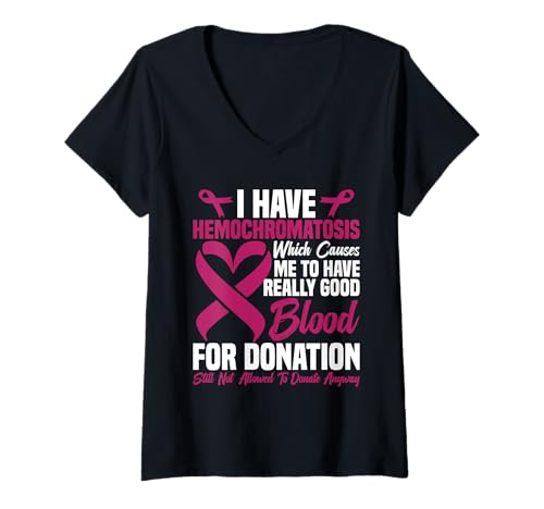 Damen Burgunderrotes Band Awareness Monat Spende Hämochromatose T-Shirt mit V-Ausschnitt Damen Burgunderrotes Band Awareness Monat Spende Hämochromatose T-Shirt mit V-Ausschnitt von Hemochromatosis Outfit For Hemochromatosis Warrior