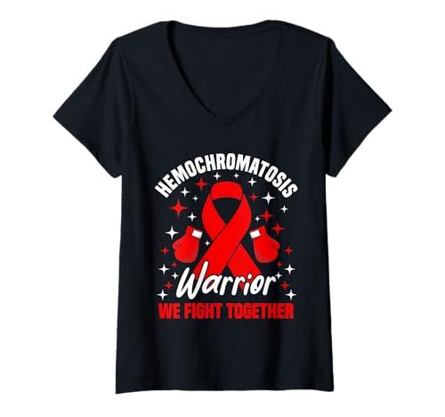 Damen Burgundy Ribbon Warrior Wir bekämpfen das Bewusstsein für Hämochromatose T-Shirt mit V-Ausschnitt Damen Burgundy Ribbon Warrior Wir bekämpfen das Bewusstsein für Hämochromatose T-Shirt mit V-Ausschnitt von Hemochromatosis Outfit For Hemochromatosis Warrior