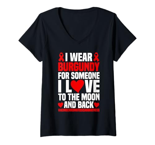 Damen Hämochromatose Bewusstsein Burgunderrot Hämochromatose T-Shirt mit V-Ausschnitt Damen Hämochromatose Bewusstsein Burgunderrot Hämochromatose T-Shirt mit V-Ausschnitt von Hemochromatosis Outfit For Hemochromatosis Warrior