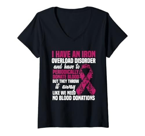 Damen Hämochromatose Bewusstsein Krieger Überlastung Hämochromatose T-Shirt mit V-Ausschnitt Damen Hämochromatose Bewusstsein Krieger Überlastung Hämochromatose T-Shirt mit V-Ausschnitt von Hemochromatosis Outfit For Hemochromatosis Warrior