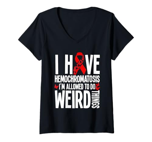 Damen Hämochromatose-Krieger tun seltsame Hämochromatose Bewusstsein T-Shirt mit V-Ausschnitt Damen Hämochromatose-Krieger tun seltsame Hämochromatose Bewusstsein T-Shirt mit V-Ausschnitt von Hemochromatosis Outfit For Hemochromatosis Warrior