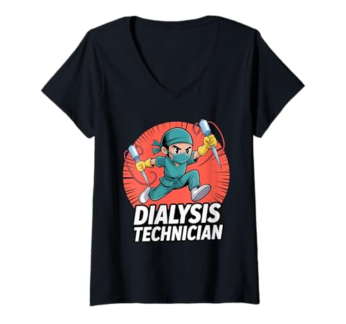 Damen Dialysetechniker Nephrologie Krankenschwester T-Shirt mit V-Ausschnitt Damen Dialysetechniker Nephrologie Krankenschwester T-Shirt mit V-Ausschnitt von Hemodialysis Technician