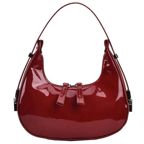 Hemore Umhängetasche für Frauen, glänzende PU -Leder -Unterarm -Tasche mit verstellbarem Schultergurt, kleiner Umhängetasche für Frauen (rot) von Hemore