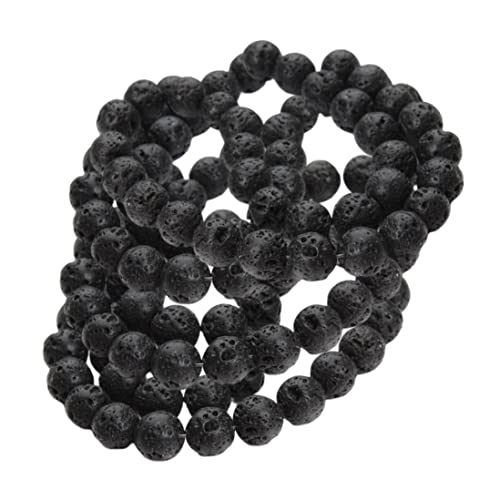 Lavastein Halskette, Halskette schwarzer Vulkan Lava Stein Halshöre Felsen Halskette Schmuck für Männer 6mm von Hemore